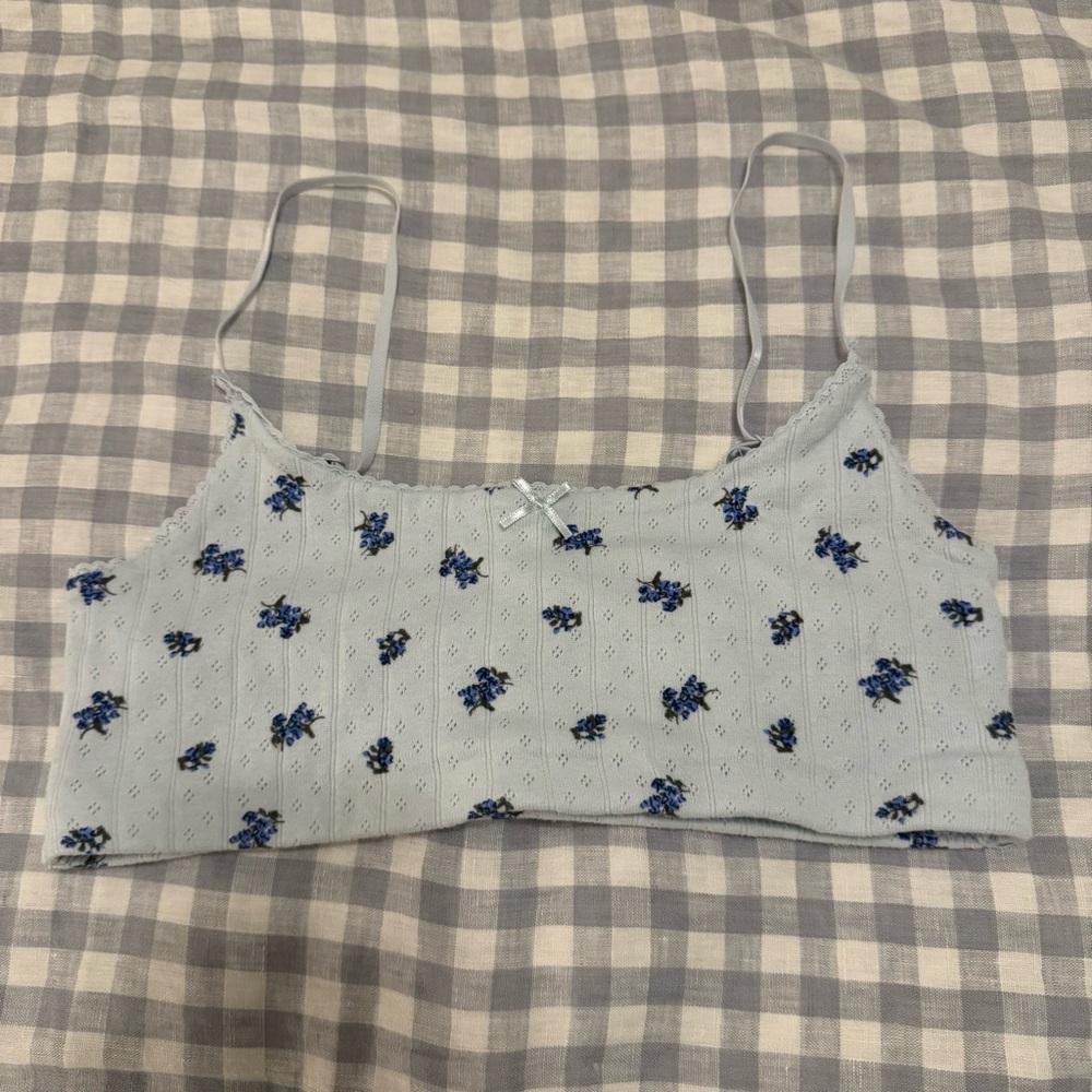 nuuds Light Blue Floral Bandeau Bralette with Blue Flower Print